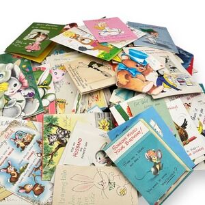 Random set of 3 Vintage Antique Holiday Greeting Cards 1940s 50s 60s